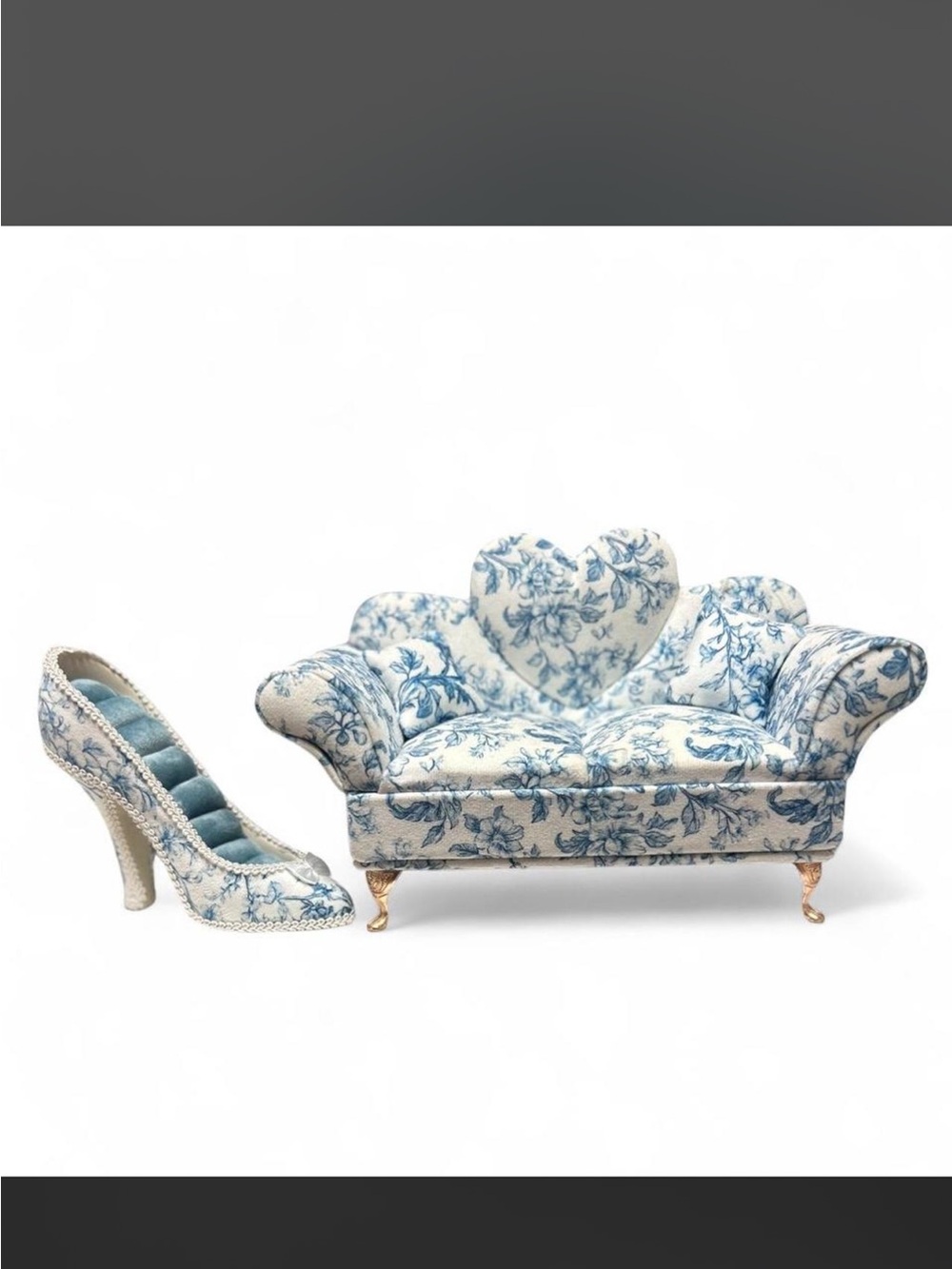 New matching mini couch jewelry box & high heel ring holder